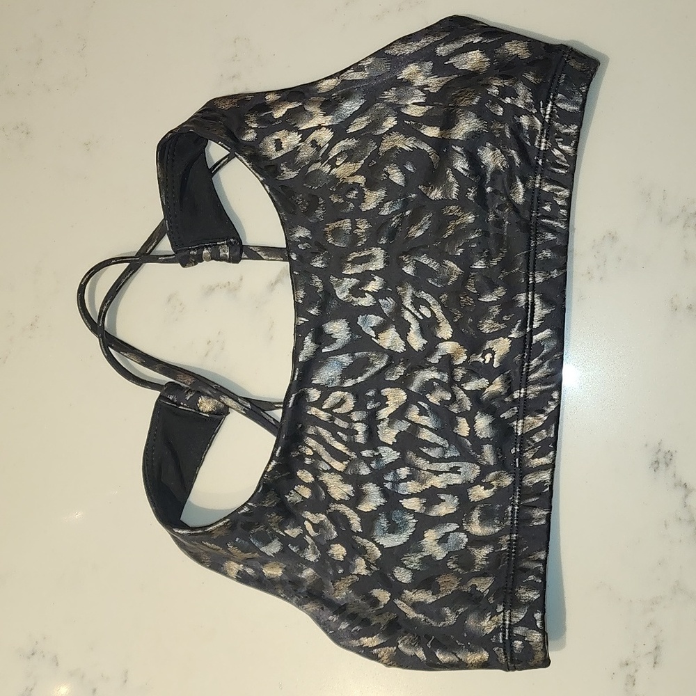 Onzie Wild Pattern Sports Bra - Black and Gray